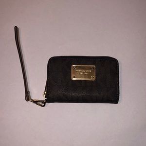 Brown Michael Kors wrist wallet
